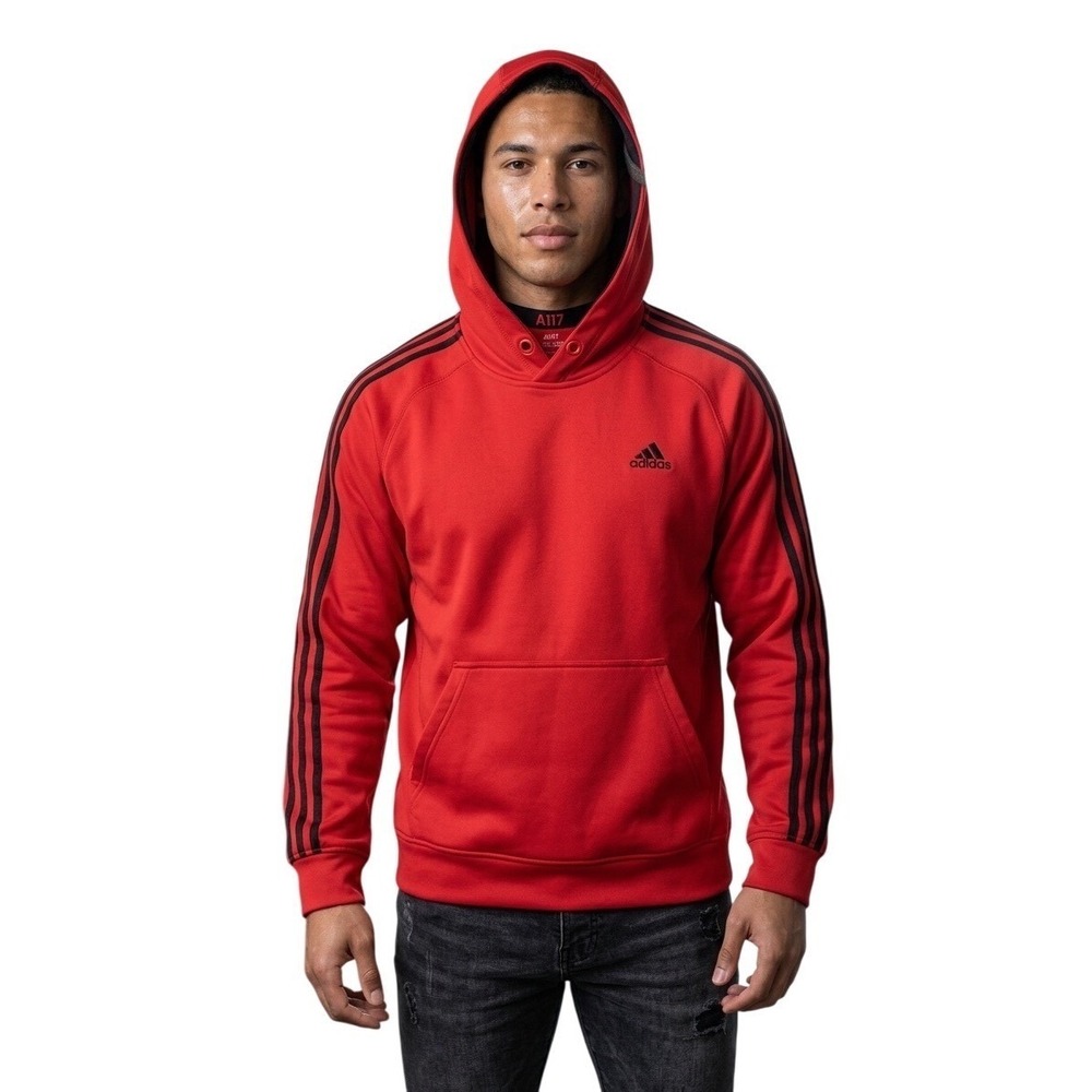 Adidas Mens Climawarm Fleece Hoodie Red  Casual Outwear Fall Sweat Shirt Size M